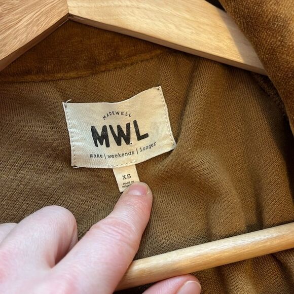 Madewell MWL Velour Half Zip Sweatshirt Lounge Retro 70s Dried Cedar Brown XS - Picture 5 of 10